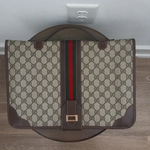 Authentic Vintage Gucci GG Monogram Supreme Sherry Web Ophidia Portfolio Laptop - Picture 2 of 11